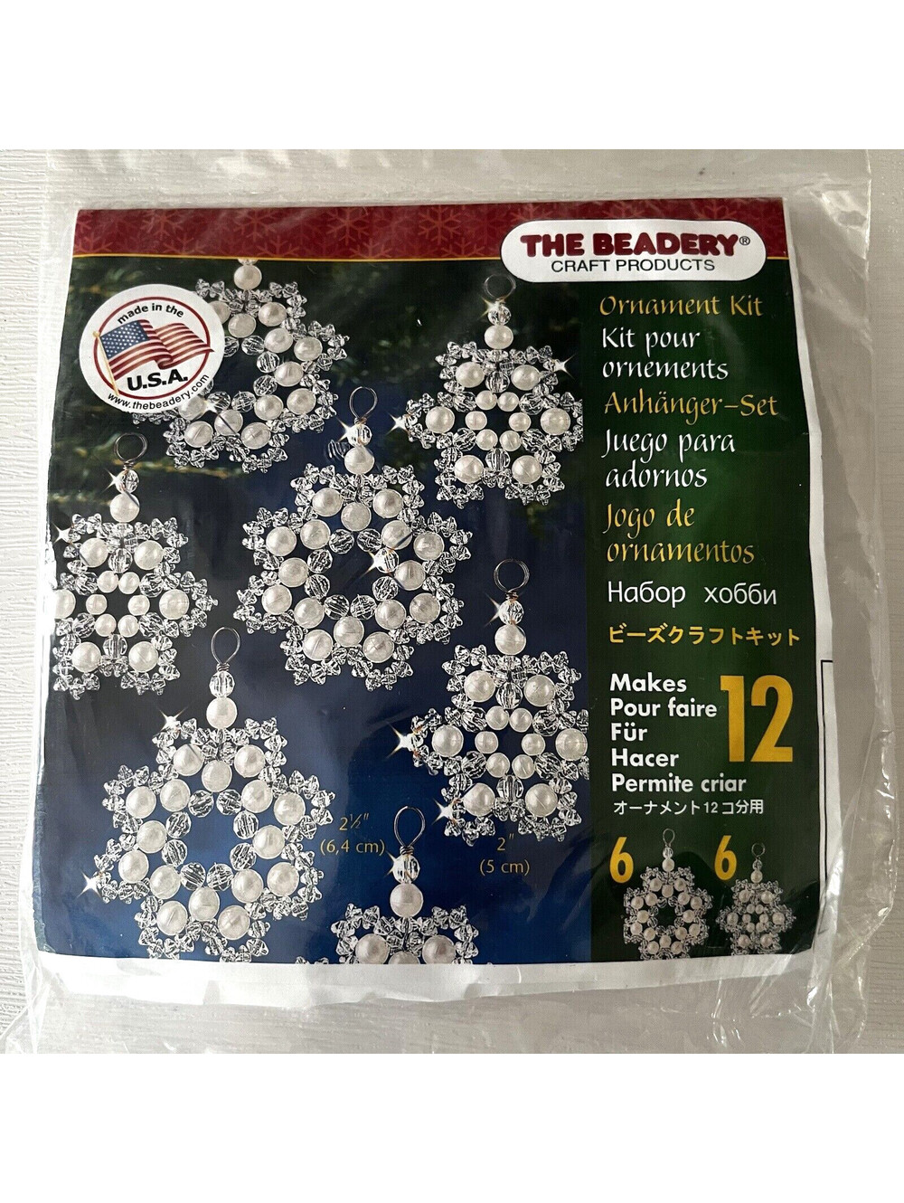 The Beadery Crystal & Pearl Snowflake Ornament Kit Christmas Holiday USA 7335